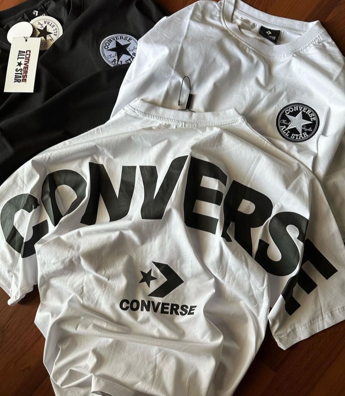 Converse drop shoulder t shirt-White and Black on sale