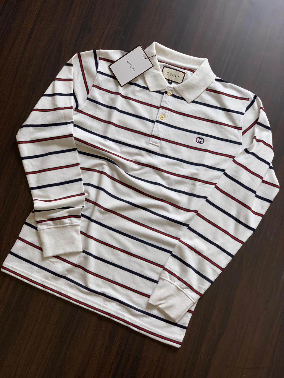 GUCCI SUPERIOR FULL SLEEVES COTTON LYCRA ICON STRIPES