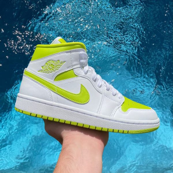 Air Jordan 1 Mid White Lime Shoes On Sale