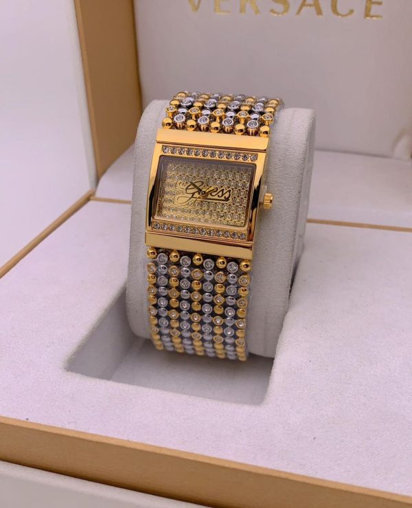 Guess Women's Glitz Quartz Analog Gold Stainless Steel Bracelet Watch |  Dillard's