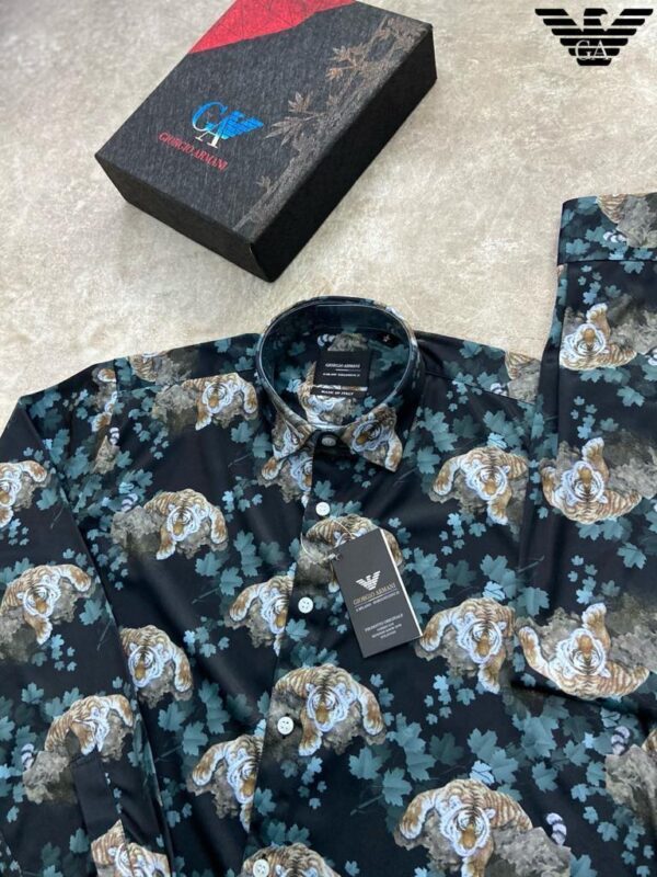 ARMANI FIRST COPY GREEN SLIM FIT FLORAL PRINTED CASUAL SHIRTS - Image 2