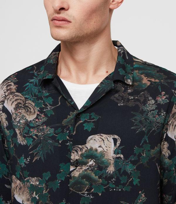 ARMANI FIRST COPY GREEN SLIM FIT FLORAL PRINTED CASUAL SHIRTS