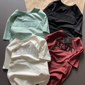 FIRST COPY PRADA PREMIUM FABRIC RIBBED NECK NORMAL SLEEVES