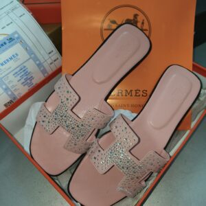 FIRST COPY Hermes pink drill diamonds flats