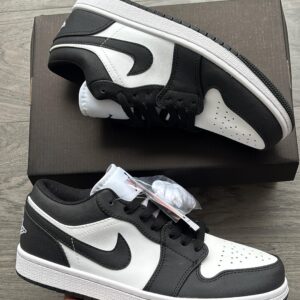 FIRST COPY Jordan cut low leathr black white shoes for men