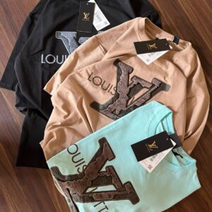 FIRST COPY Louis Vuitton Drop shoulder Premium patch work on front t-shirt