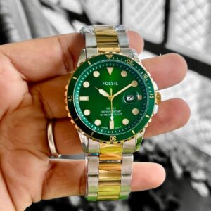 FIRST COPY FOSSIL MEN’S SILVER-TONED ANALOGUE WATCH