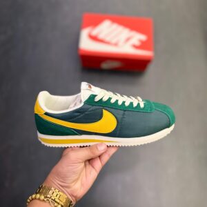 FIRST COPY NIKE CORTEZ NYLON GREEN YELLOW FOR MEN