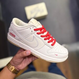 FIRST COPY NIKE SB DUNK SUPREME WHITE RED FOR MEN