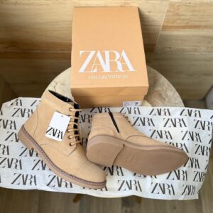 FIRST COPY ZARA-STICHED ZIP SUEDE LEATHER BOOTS
